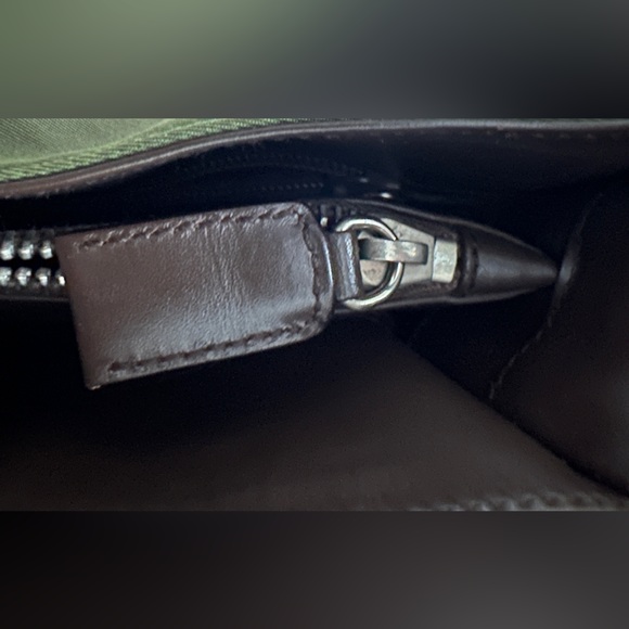 Prada Green Nylon Brown Leather Shoulder Bag - Picture 13 of 16